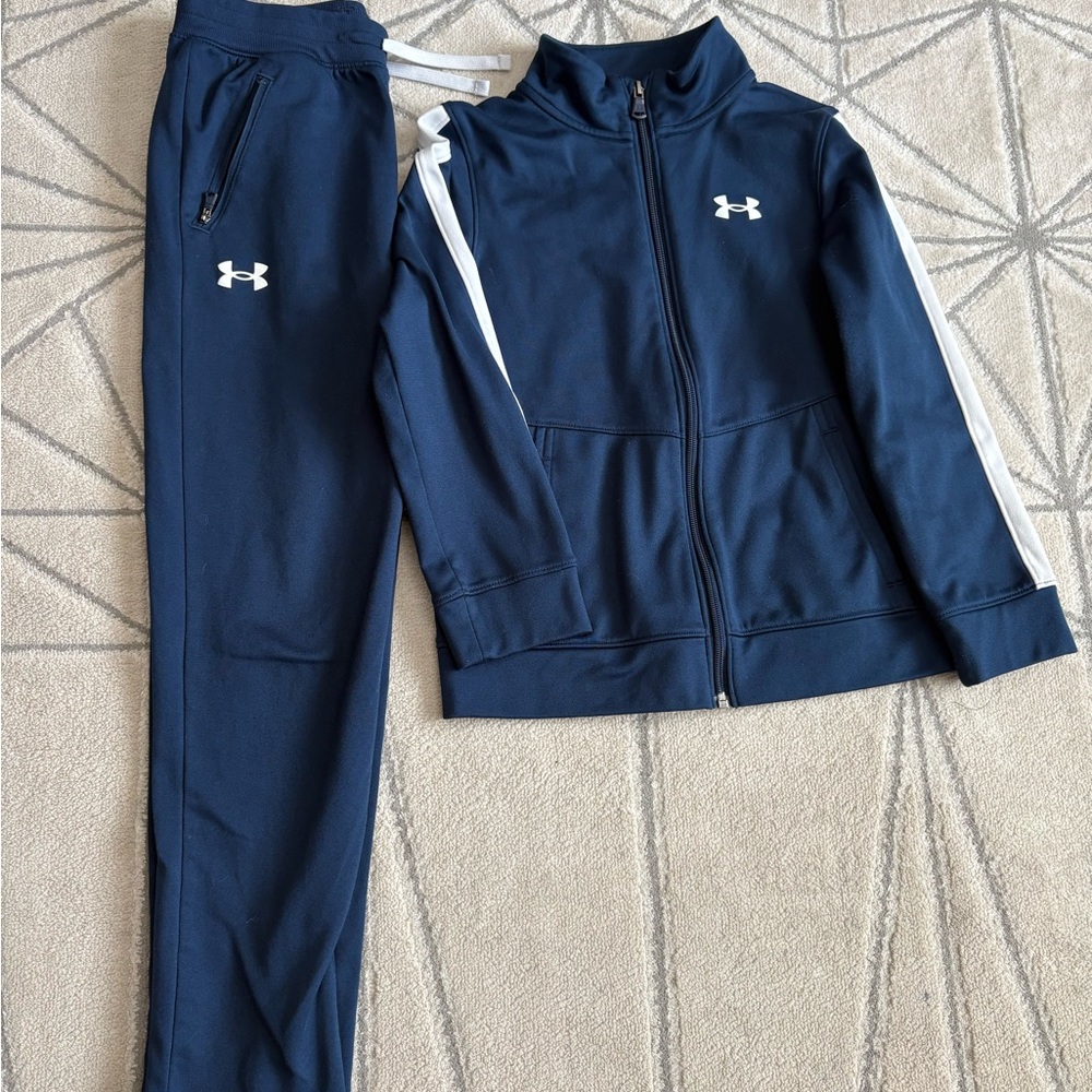 Under Armour Navy and White Athletic Track Jacket & Pants
